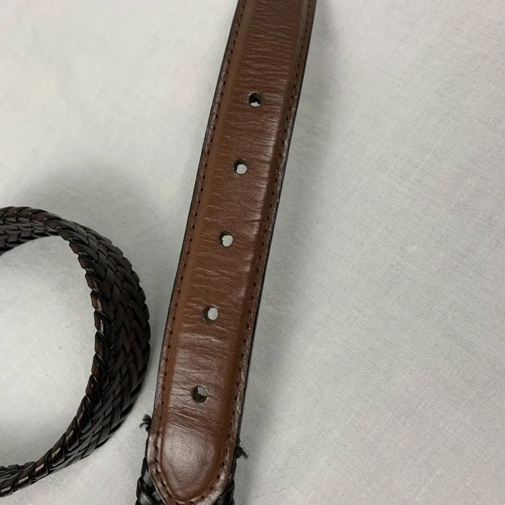 Dark Brown Braided Leather Belt 36/90 Dress Belt Casual Business Casual